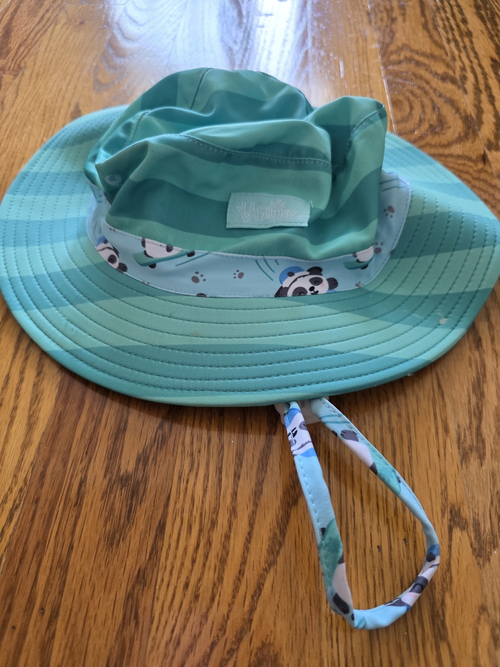 Kids Aqua Sun Hat with Panda Trim - Unbranded